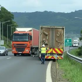 carreta tomba na Fernão Dias